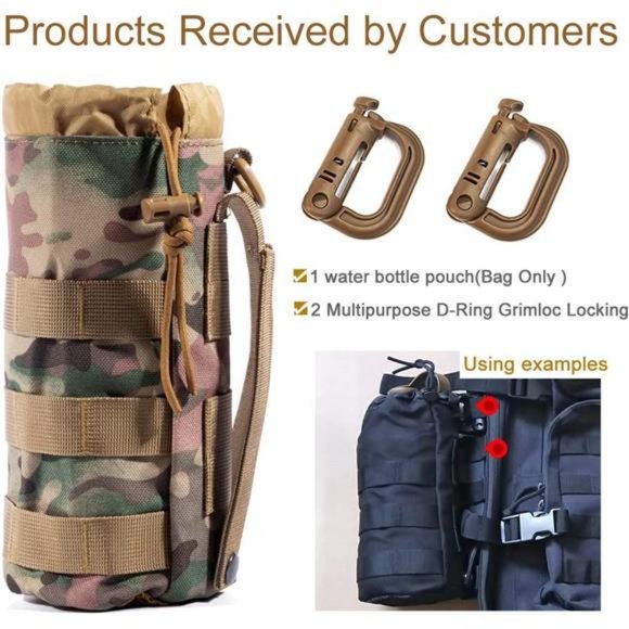 Sports Water Bottles Pouch Bag, Tactical Drawstring Molle Water Bottle Holder - Picture 5 of 7